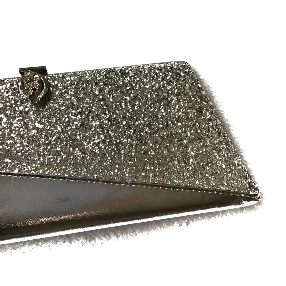 Vintage Silver Glitter Evening Clutch